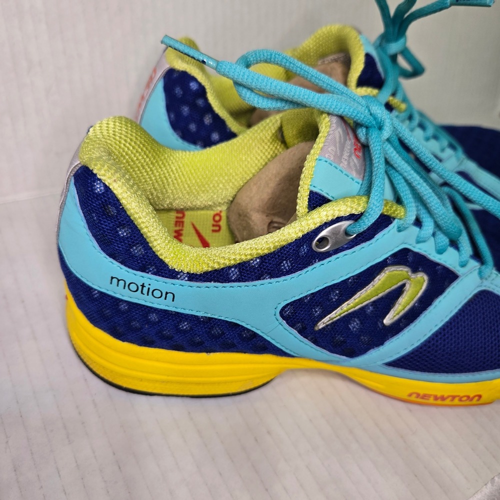Newton Motion Stability Running Shoes Navy Cyan Yellow Mesh Sneakers 8 - Picture 3 of 10